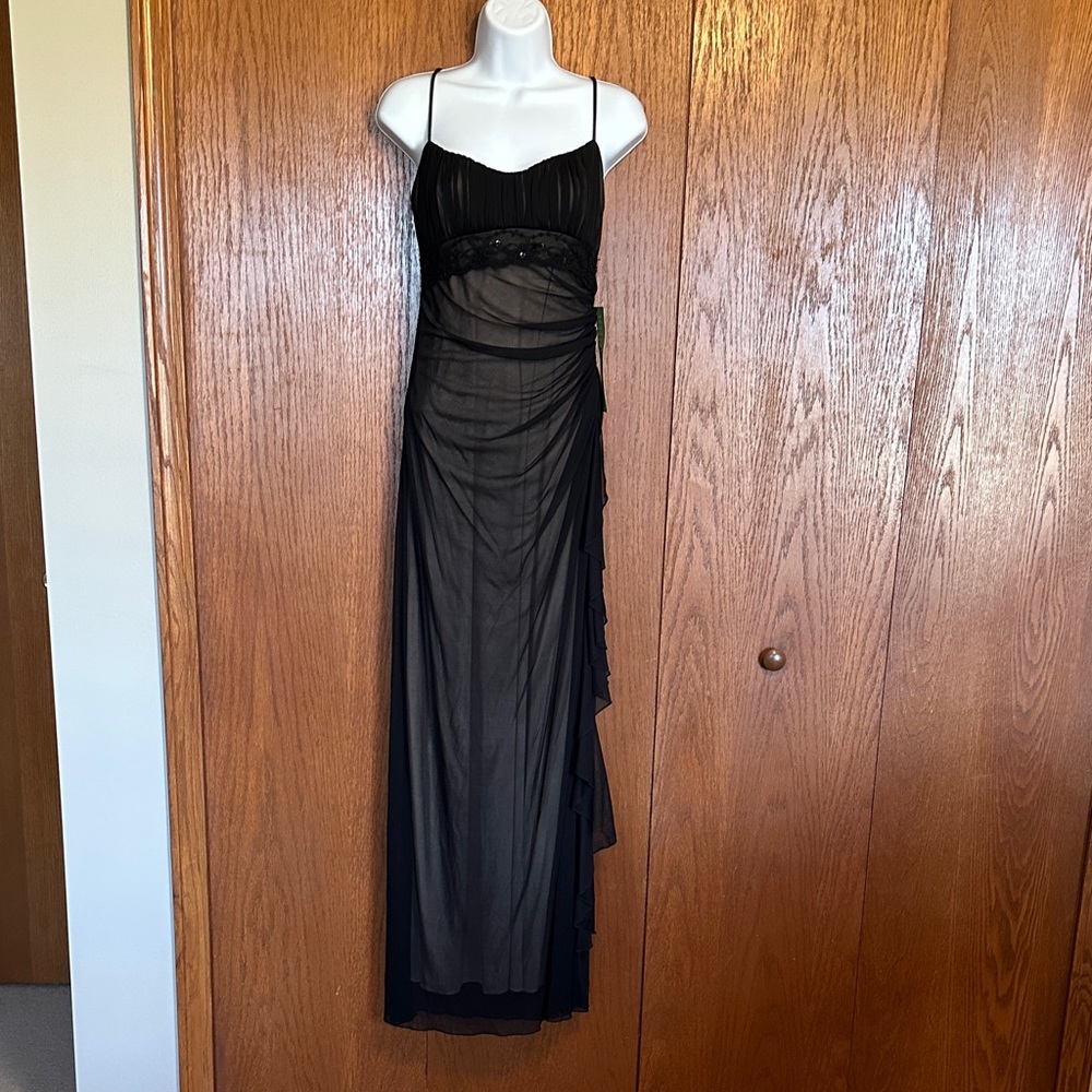 Black Evening Dress with Sheer Overlay